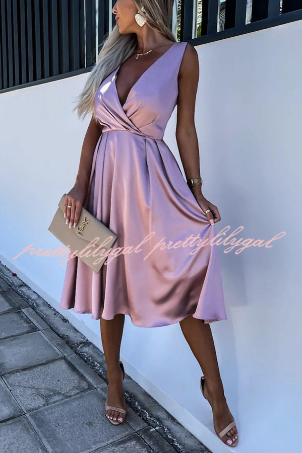 Hold You In My Memory Satin Midi Dress