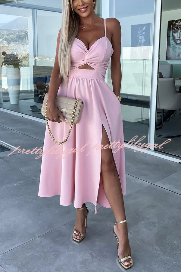 Florida Keys Cutie Pocketed Cutout Slit Midi Dress