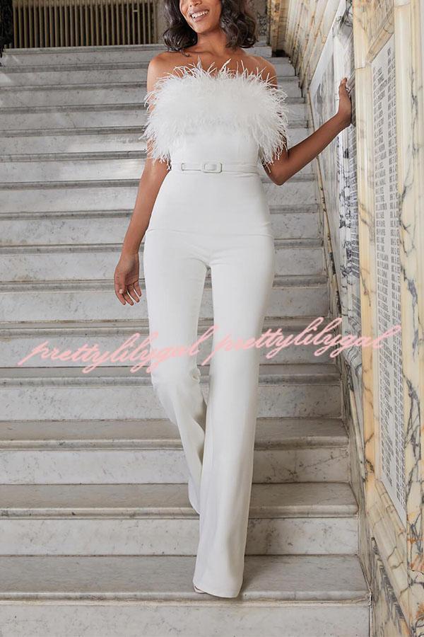 Feather Tube Top Jumpsuit