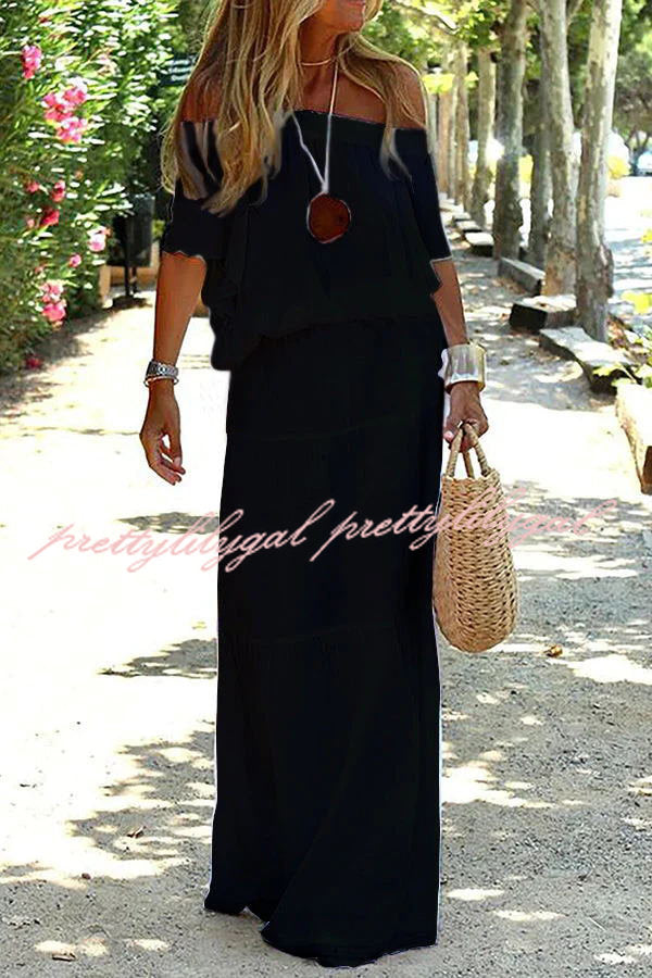 Carlena Off Shoulder Holiday Maxi Dress