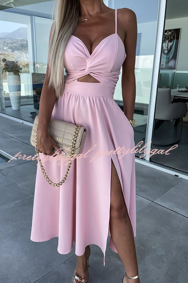 Florida Keys Cutie Pocketed Cutout Slit Midi Dress