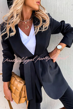 Looking At London Belted Casual Boyfriend Blazer