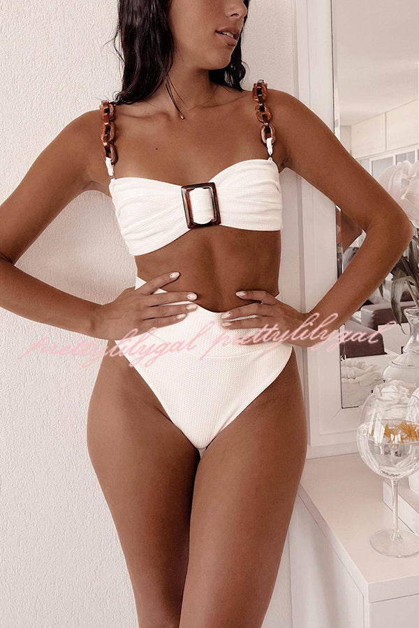 Ice Cream Acrylic High Waist Waffle Bikini Set