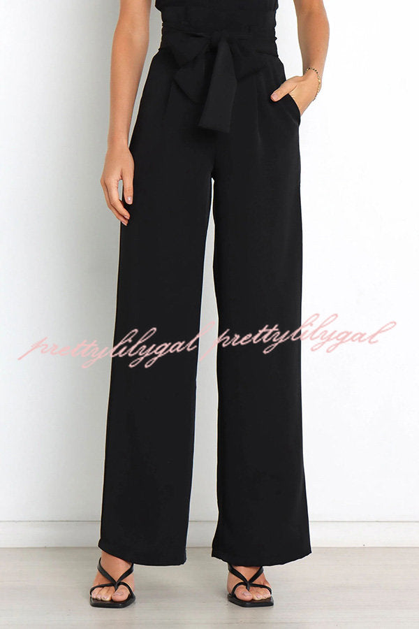 In Vogue Belted Pocketed Wide Leg Pants