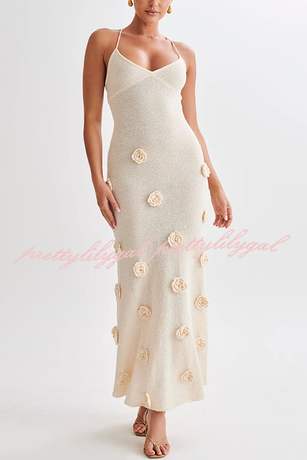 Flowers for Every Occasion Crochet Back Lace-up Maxi Dress