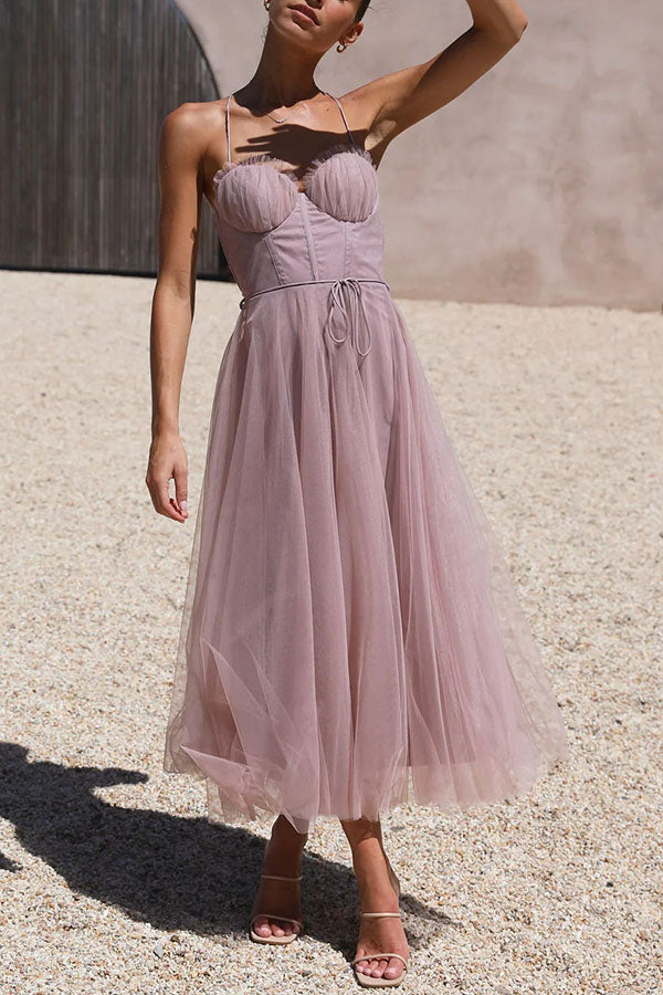 Modern-day Princess Chiffon Suspenders Party Maxi Dress