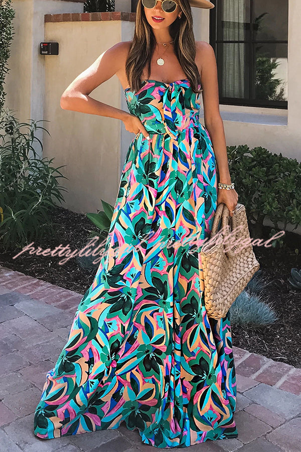 Paradise Calling Tropical Print Off Shoulder Jumpsuit