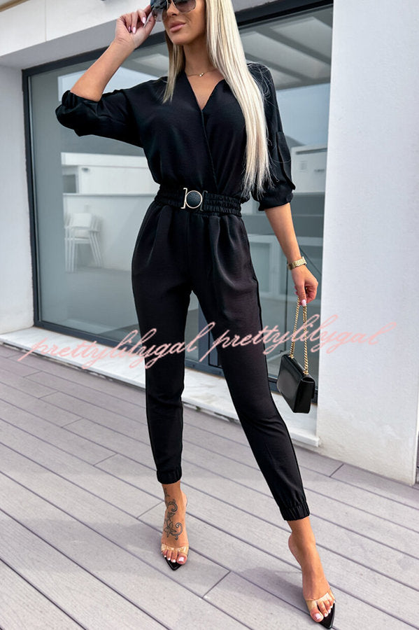 What You Waiting for Elastic Belted Pocketed Jumpsuit