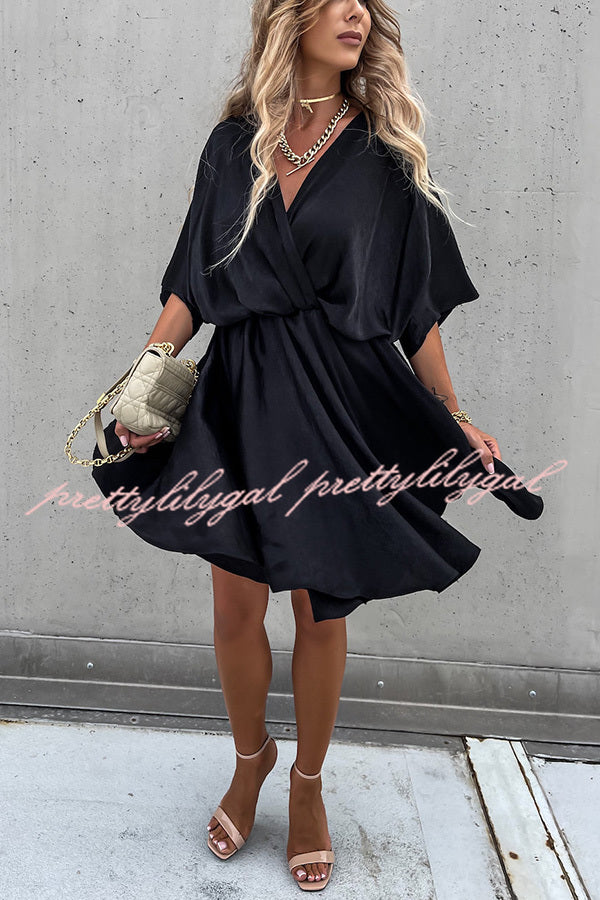 Tell You Something Batwing Sleeve Satin Dress