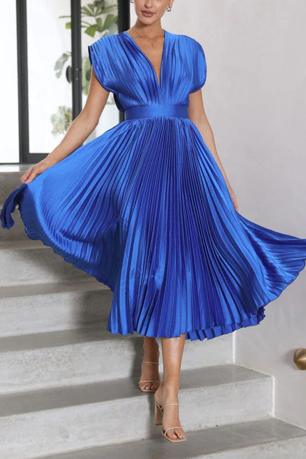 Hello Gorgeous Satin Pleated Midi Dress