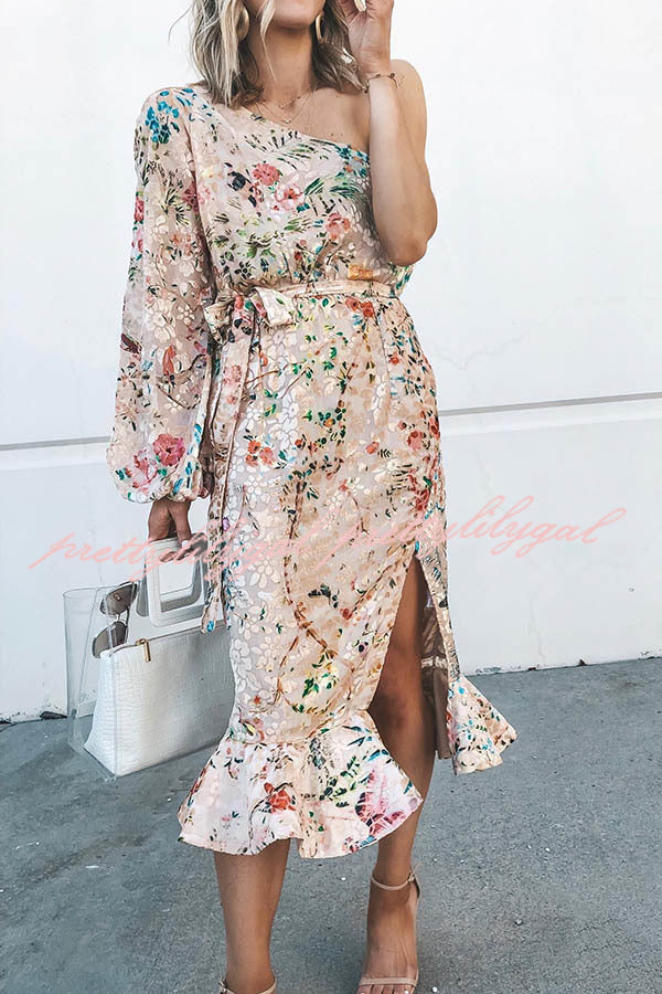 Spring Has Sprung Floral Print One Shoulder Dress