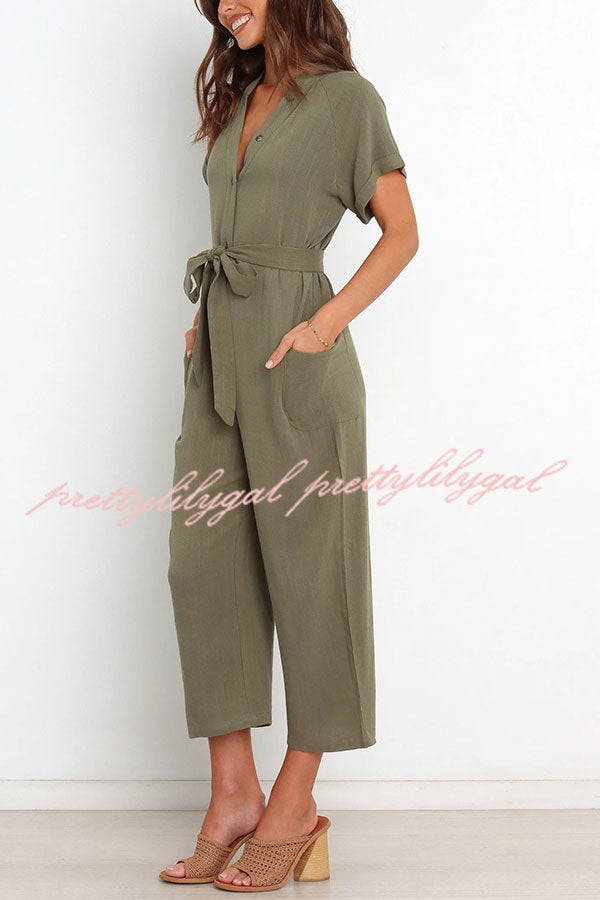 Something about Her Pocketed Button Straight Leg Jumpsuit