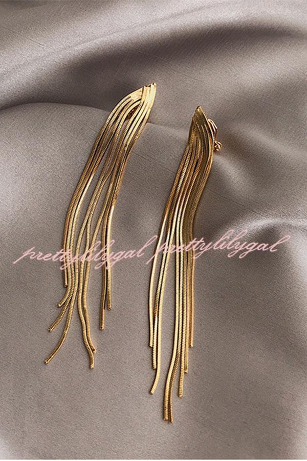 Long snake chain tassel earrings