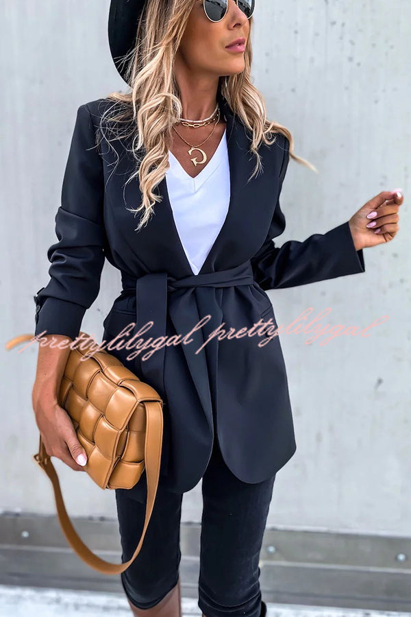 Looking At London Belted Casual Boyfriend Blazer