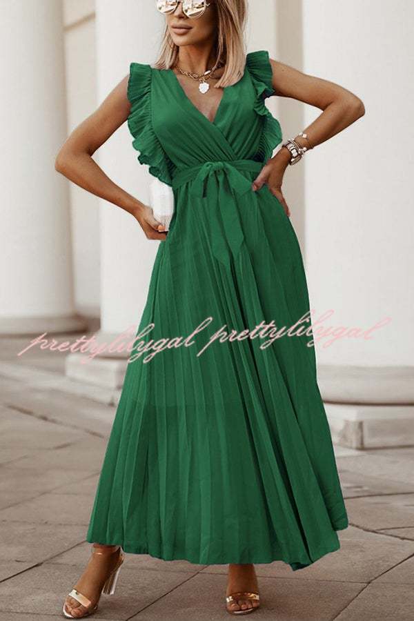 Lost Soul V Neck Pleated Maxi Dress