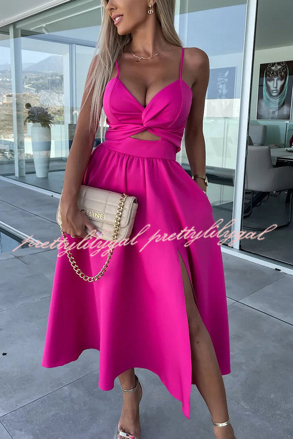 Florida Keys Cutie Pocketed Cutout Slit Midi Dress