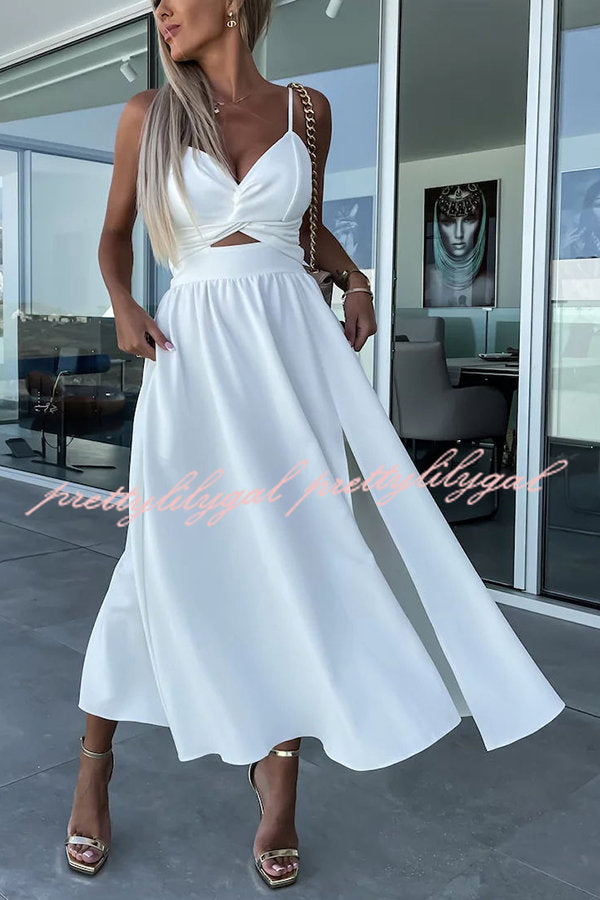 Florida Keys Cutie Pocketed Cutout Slit Midi Dress