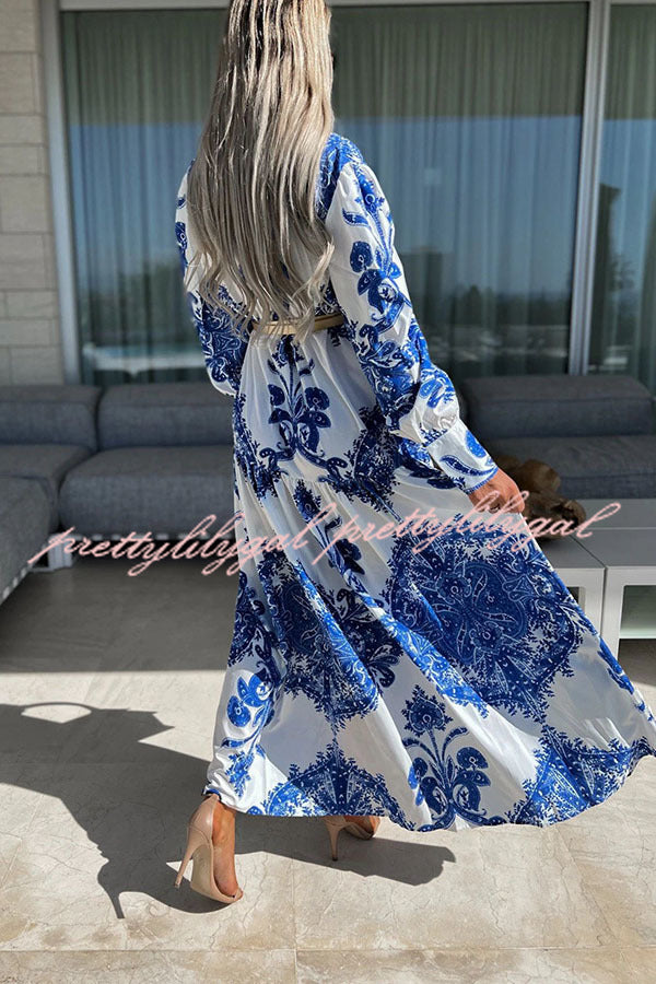 Sunshine on The Horizon Baroque Print Maxi Dress