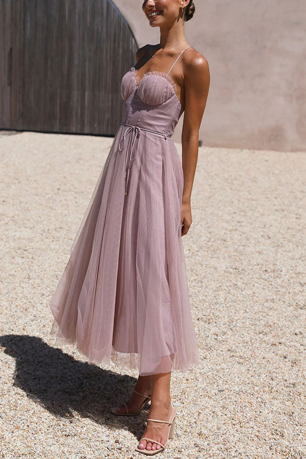 Modern-day Princess Chiffon Suspenders Party Maxi Dress