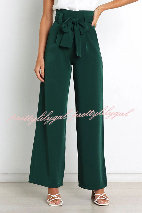 In Vogue Belted Pocketed Wide Leg Pants