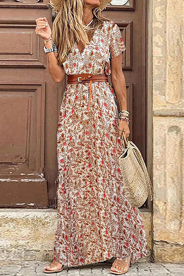 Forgotten Story Paisley Maxi Dress（belt Included）