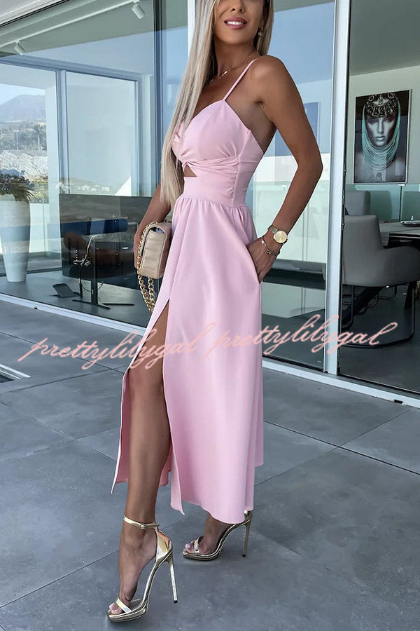 Florida Keys Cutie Pocketed Cutout Slit Midi Dress