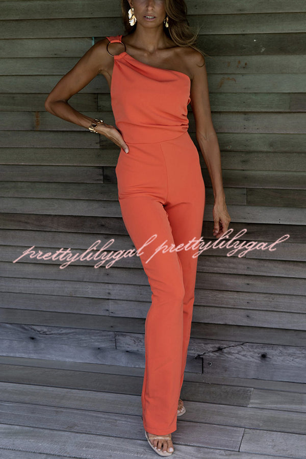 Sunset Boulevard One Shoulder Cocktail Jumpsuit