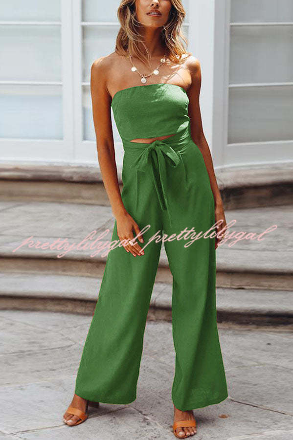 Dream Maker Cut Out Waist Wide Leg Jumpsuit