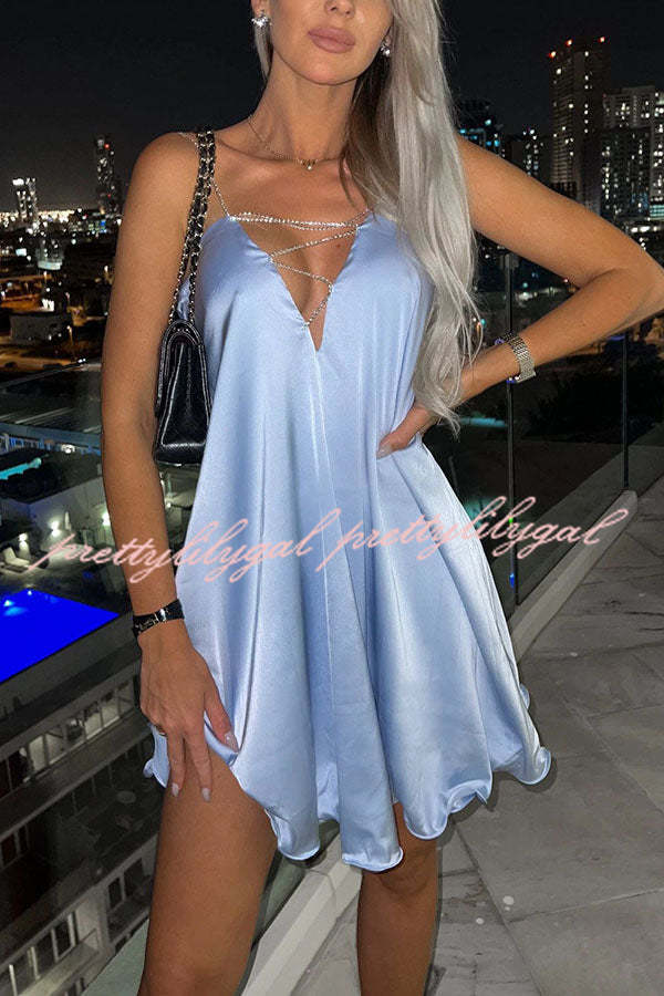 Stunning Shiny Chain Party Mini Dress