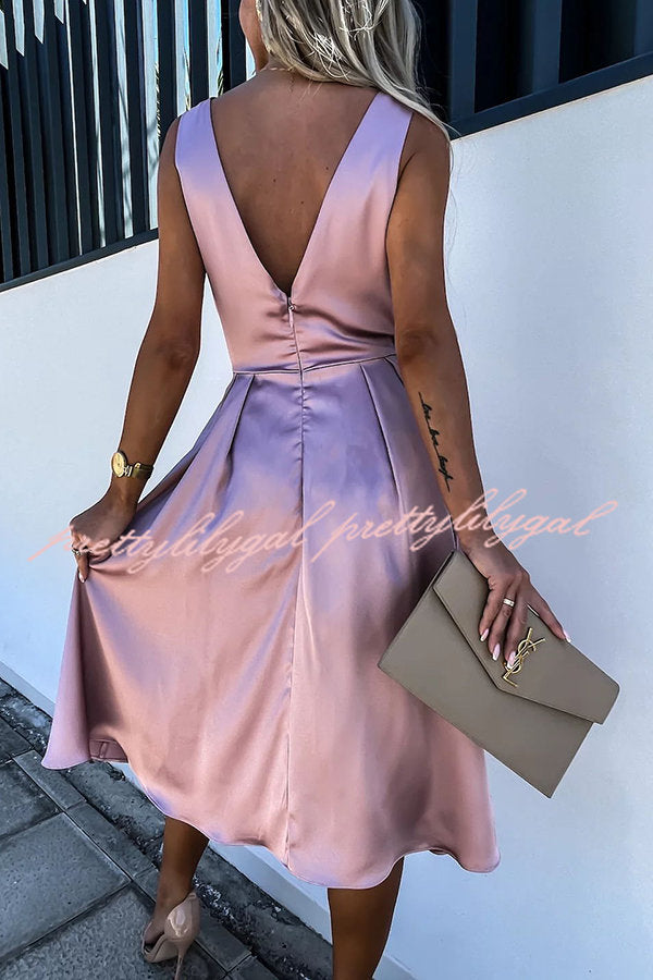 Hold You In My Memory Satin Midi Dress