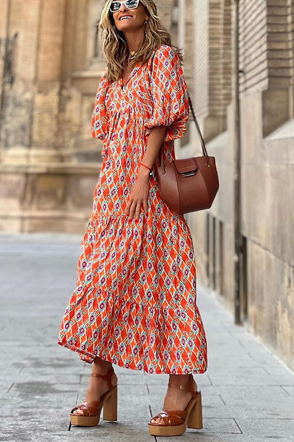 Fabulous Time Puff Sleeve Tiered Midi Dress  prettylilygal