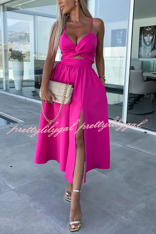 Florida Keys Cutie Pocketed Cutout Slit Midi Dress