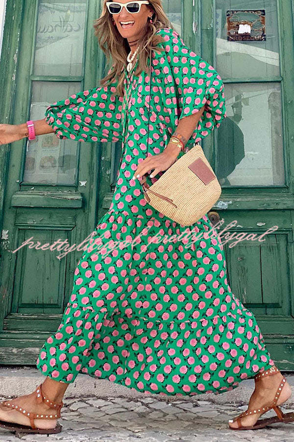 Fabulous Time Puff Sleeve Tiered Midi Dress