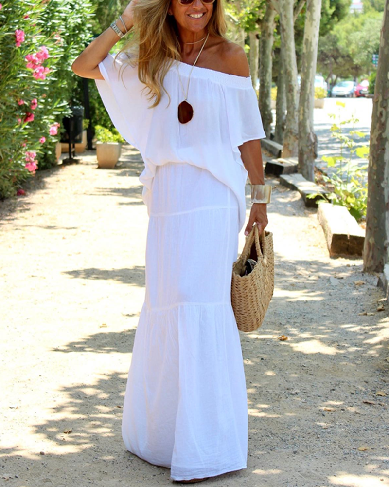 Carlena Off Shoulder Holiday Maxi Dress