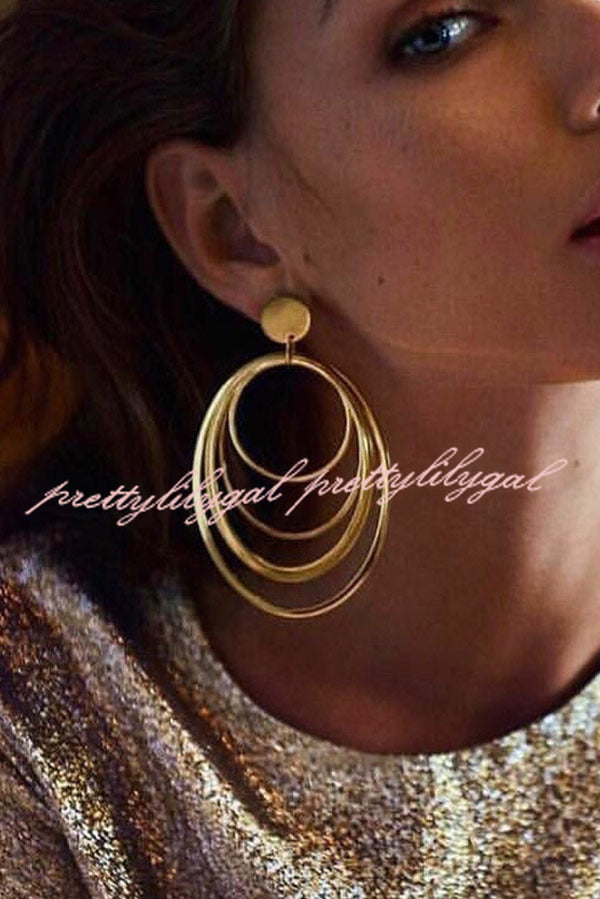 Layered Geometric Hoop Gold Earrings