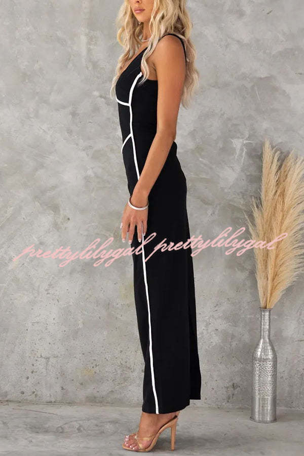 In The Heads Turn Line Trim Bodycon Stretch Maxi Dress