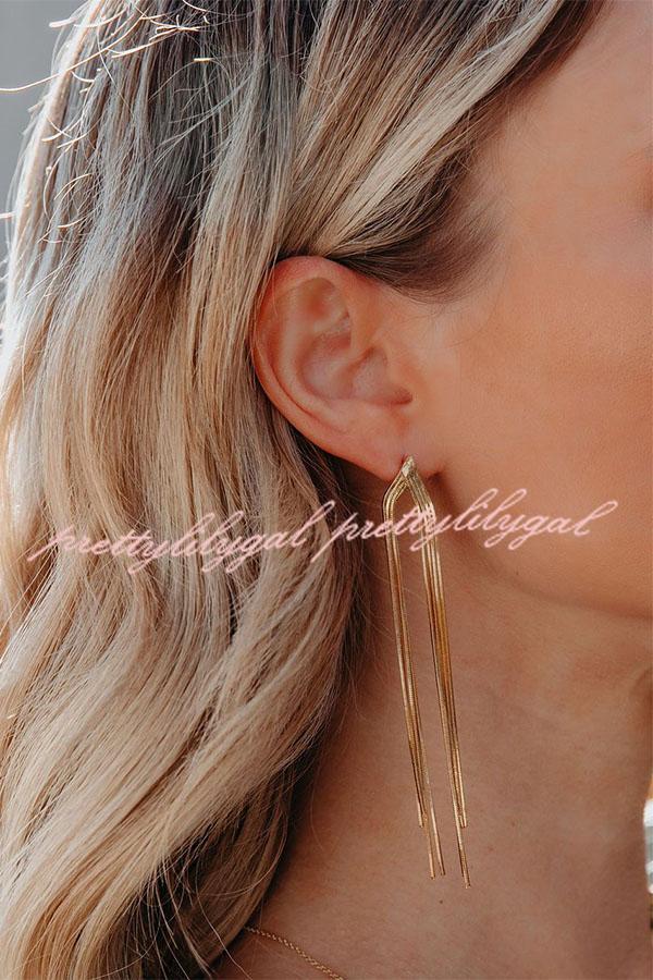 Long snake chain tassel earrings