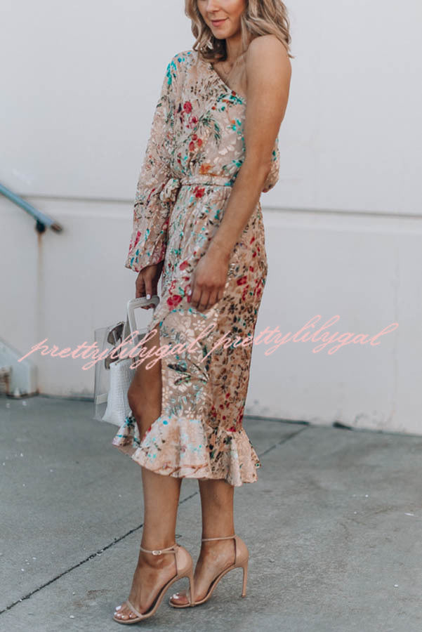 Spring Has Sprung Floral Print One Shoulder Dress