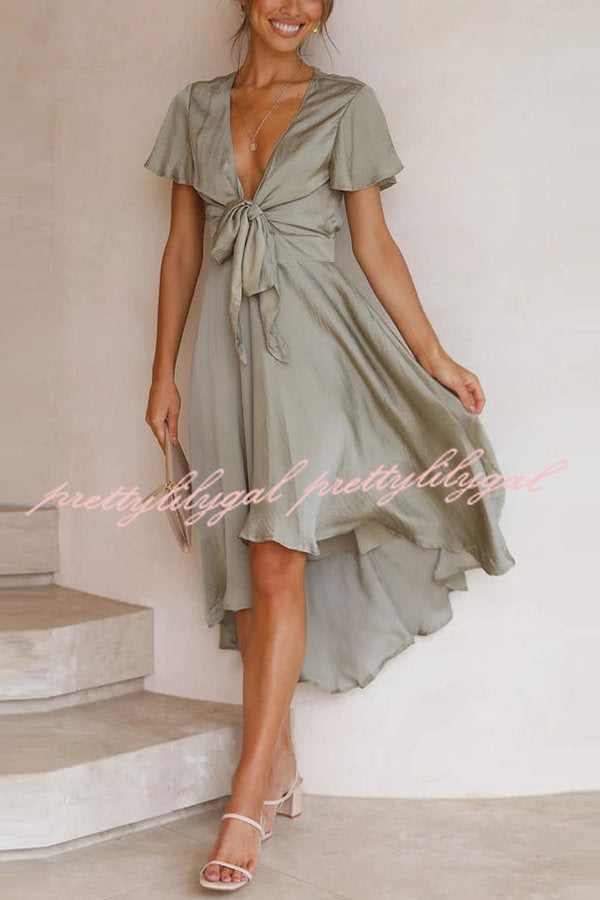 Sunny Daze Butterfly Sleeves Satin Party/ Wedding Dress