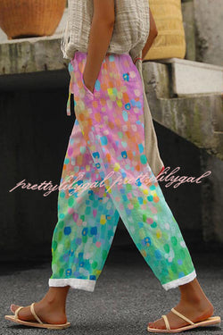 Casual Unique Printed Button Pocket Pants