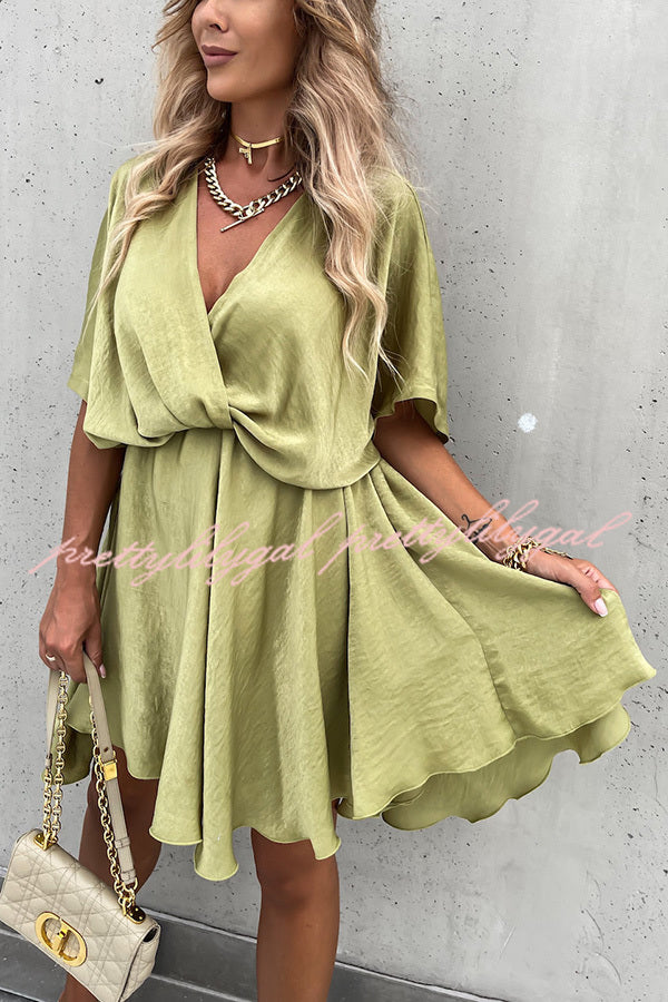 Tell You Something Batwing Sleeve Satin Dress