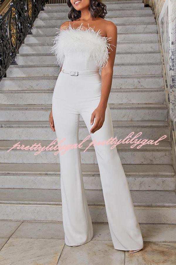 Feather Tube Top Jumpsuit