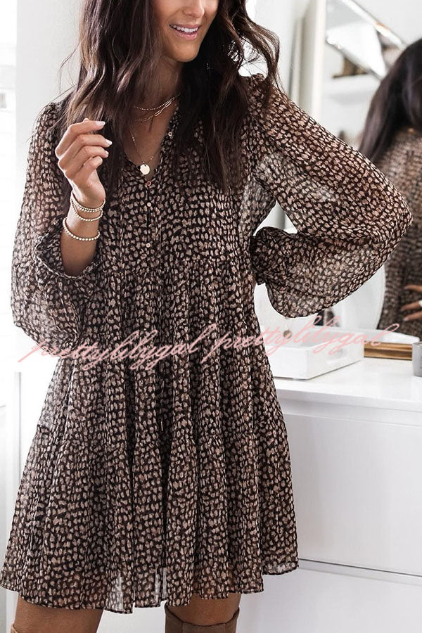 Dreamy Days Leopard Print Babydoll Mini Dress