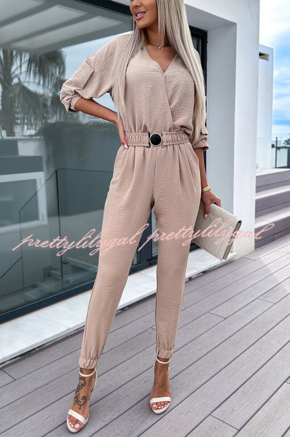 What You Waiting for Elastic Belted Pocketed Jumpsuit