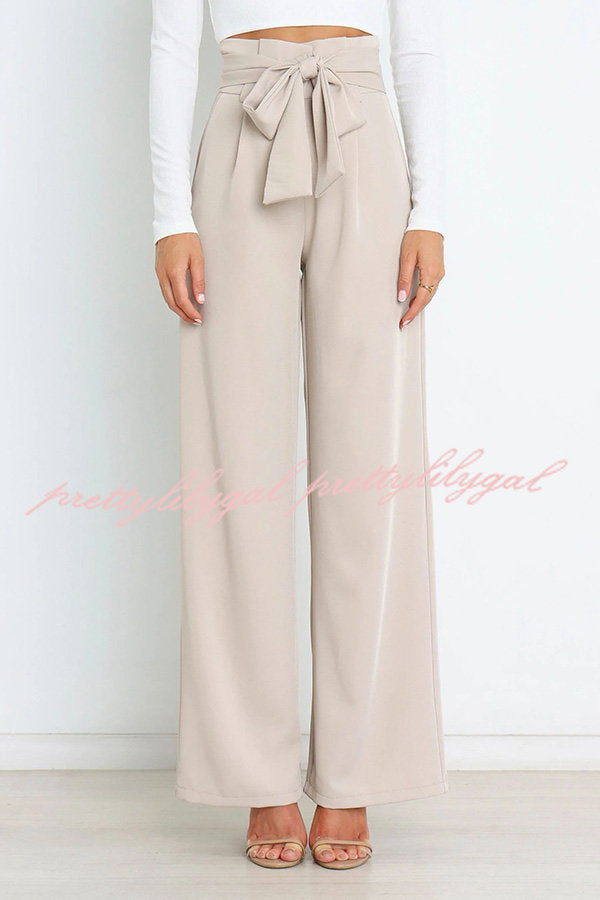 In Vogue Belted Pocketed Wide Leg Pants