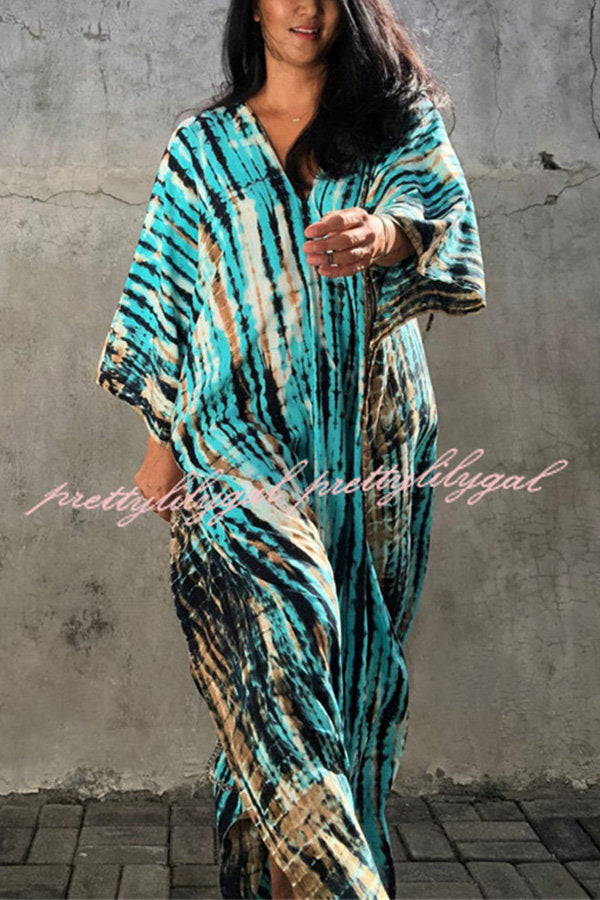 Live Freely Tie Dye Boho Loose Cover-up Dress