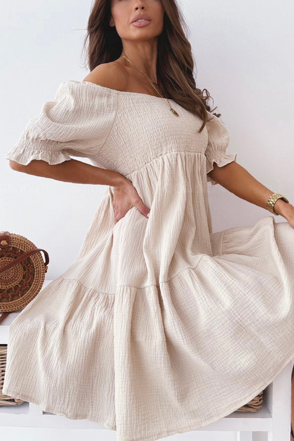 Enchanted Off The Shoulder Smocked Loose Dress