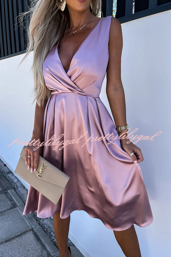 Hold You In My Memory Satin Midi Dress