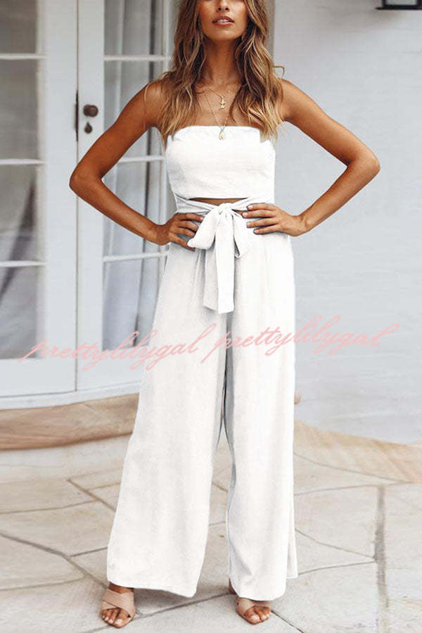 Dream Maker Cut Out Waist Wide Leg Jumpsuit