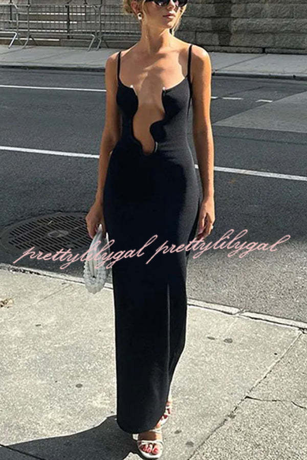 Modern Charm and Creativity Sexy Hollow Out Sling Maxi Dress